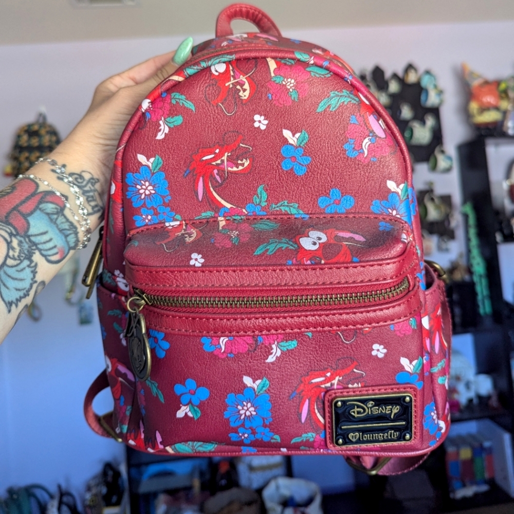 Loungefly Red Floral Mini Backpack